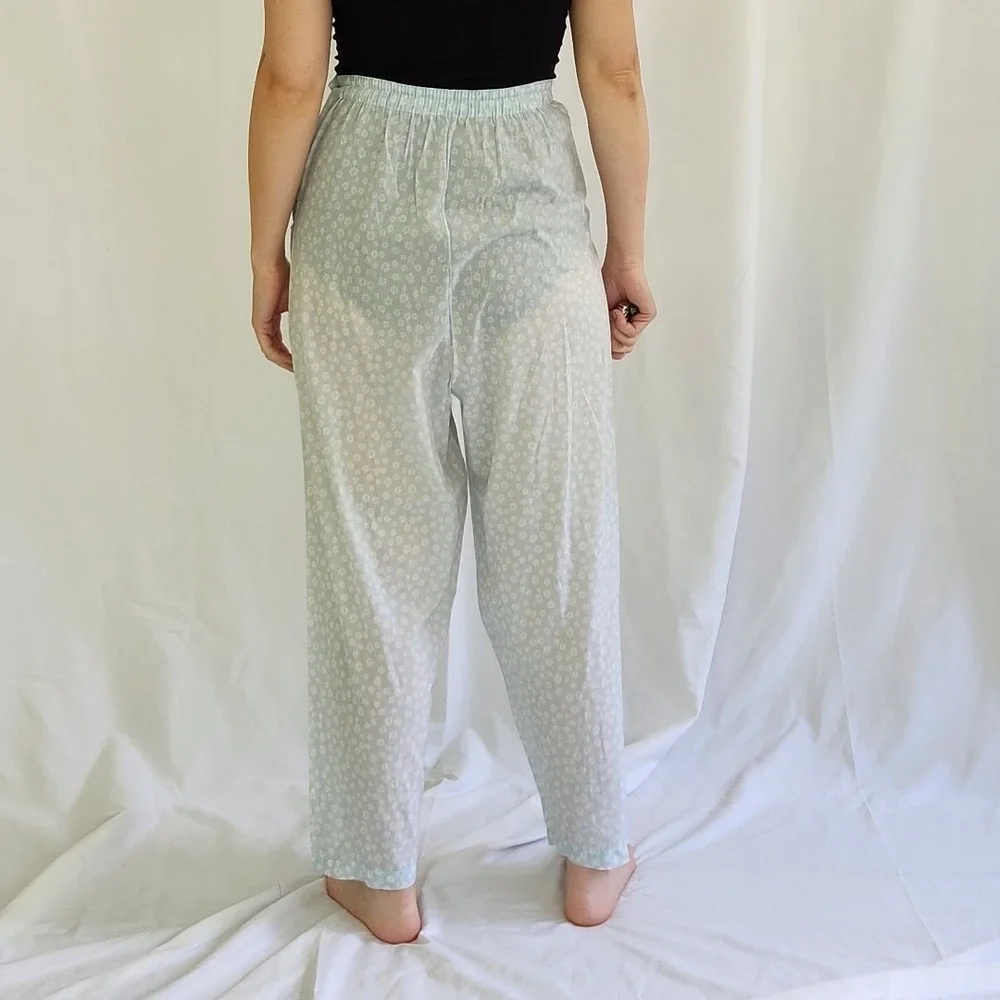60s Blue and White Floral Pajama‎ Set